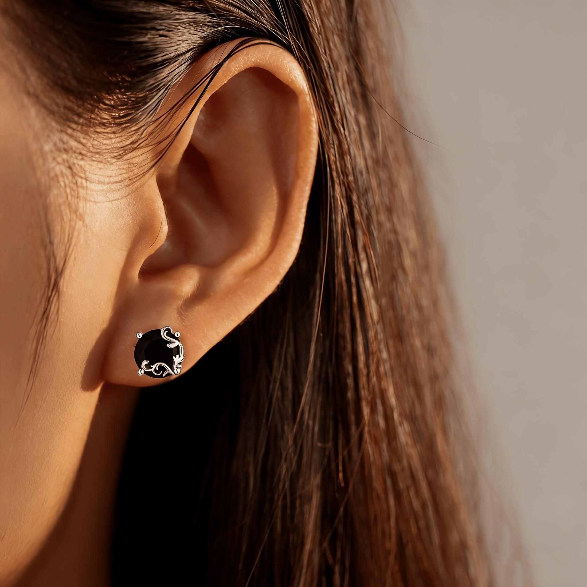 Hypoallergenic Black Stone Stud Earrings for Women